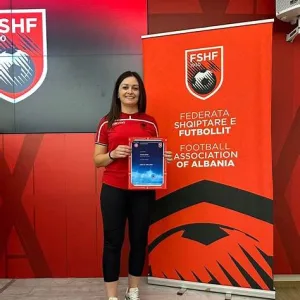 Suada Jashari Albanian football manager portrait