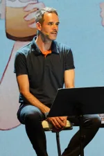 Thomas Smolej performing on stage in Slovenia