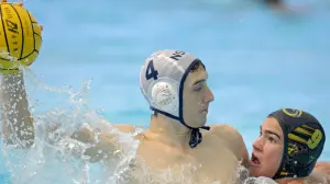 Rebecca Kershaw playing water polo in a match