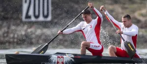 Michał Łubniewski competing in canoe sprint event