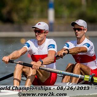 Brendan Hodge rowing in a lightweight coxless four at the 2015 Pan American Games
