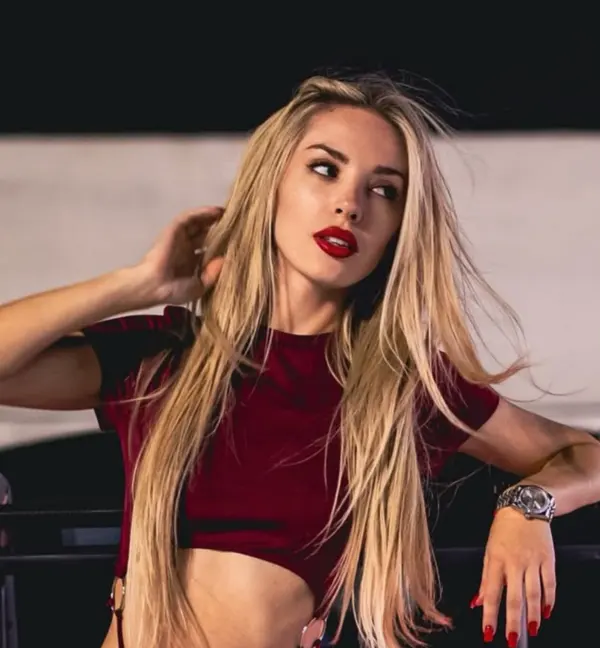 Angelina Dimova posing confidently in a modern urban setting