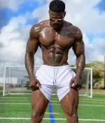 Jason Luv posing as a fitness model and musician influencer