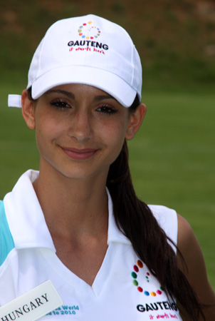 Szilvia Freire smiling at a beauty pageant event