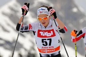 Anna Seebacher competing in a cross-country skiing race