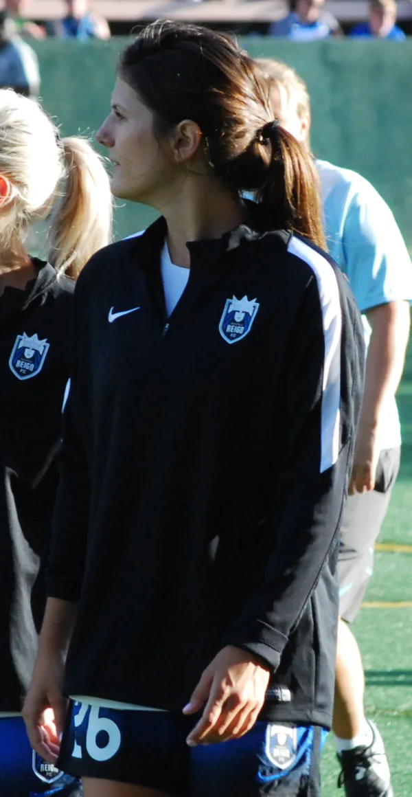 Maddie Bauer playing soccer as a defender