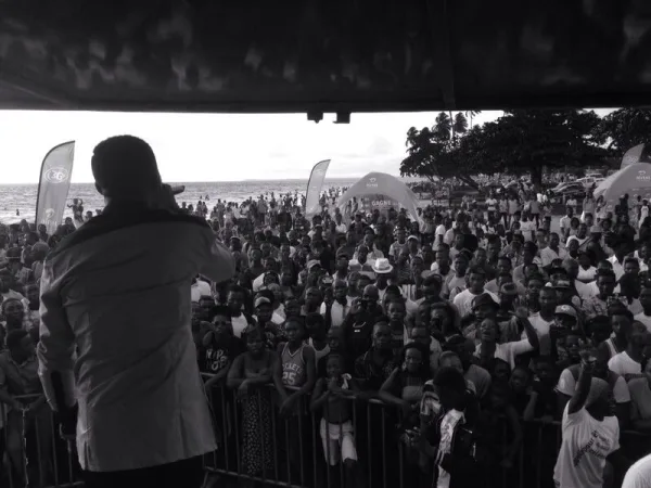 Magasco performing live on stage in Cameroon