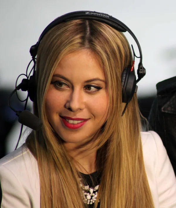 Tara Lipinski smiling at a skating event