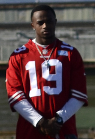 DiAndre Campbell playing wide receiver in a football game