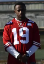 DiAndre Campbell playing wide receiver in a football game